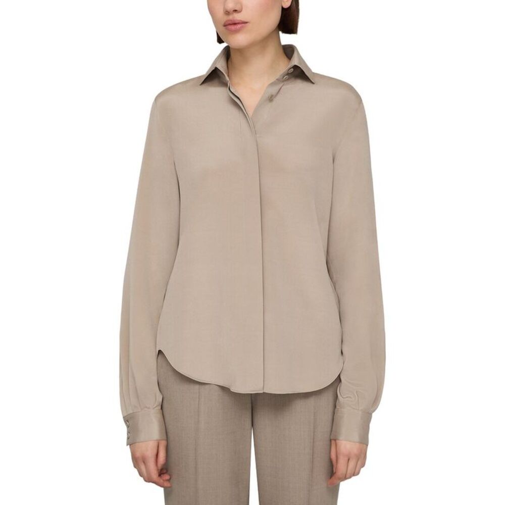 Lafayette 148 New York Womens Plus Hidden Button Silk-Blend Blouse
